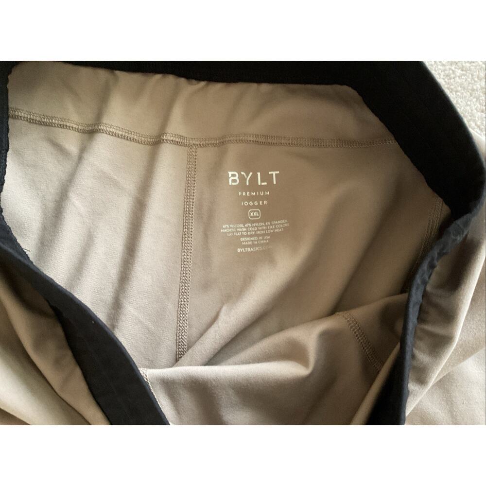 Bylt Joggers Mens XXL Beige Premium Workout Lounge Stretch Zipper Pockets - Picture 3 of 9